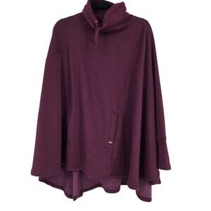 UGG Burgundy Poncho Cape Womens M/L Cotton Blend Relaxed Fit High Neck